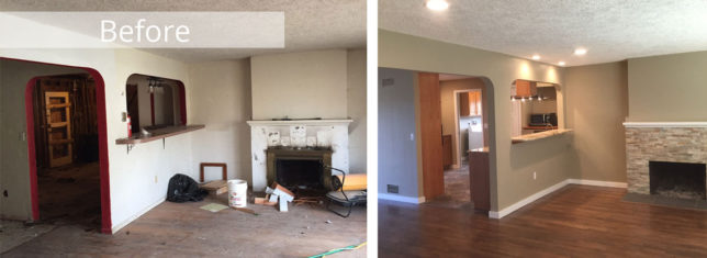 Living Room Kitchen Remodel Before & After